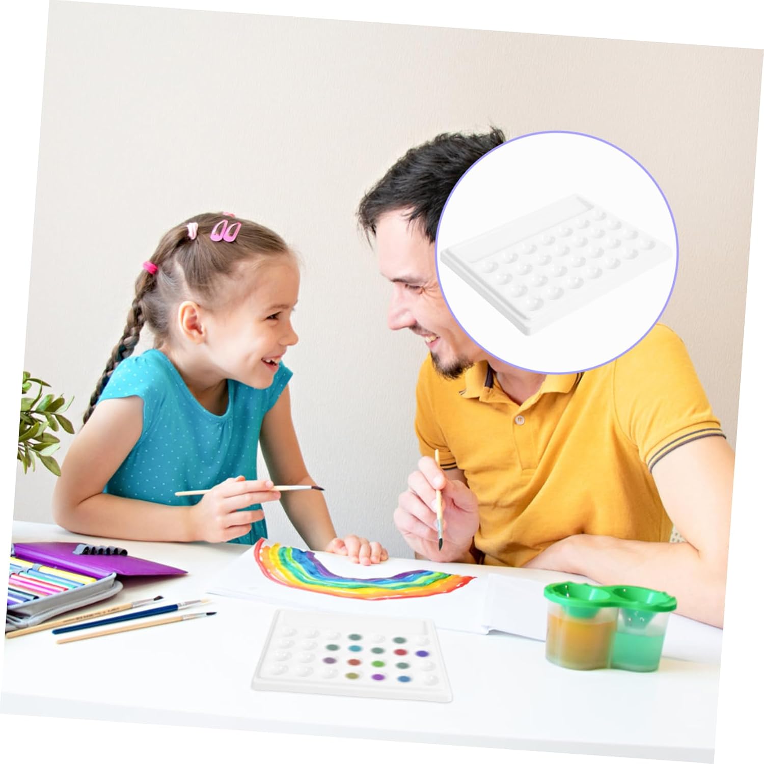 28 Hole Ceramic Style Paint Mixing Palette for Watercolor Pigments