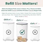 Recharges pour poubelle à couches Diaper Dekor Classic | 4 unités non parfumées | Marquage exclusif de fin de liner | Épais, rapides et faciles à remplacer | Système de recharge le plus économique | pour poubelles originales et Eko Style
