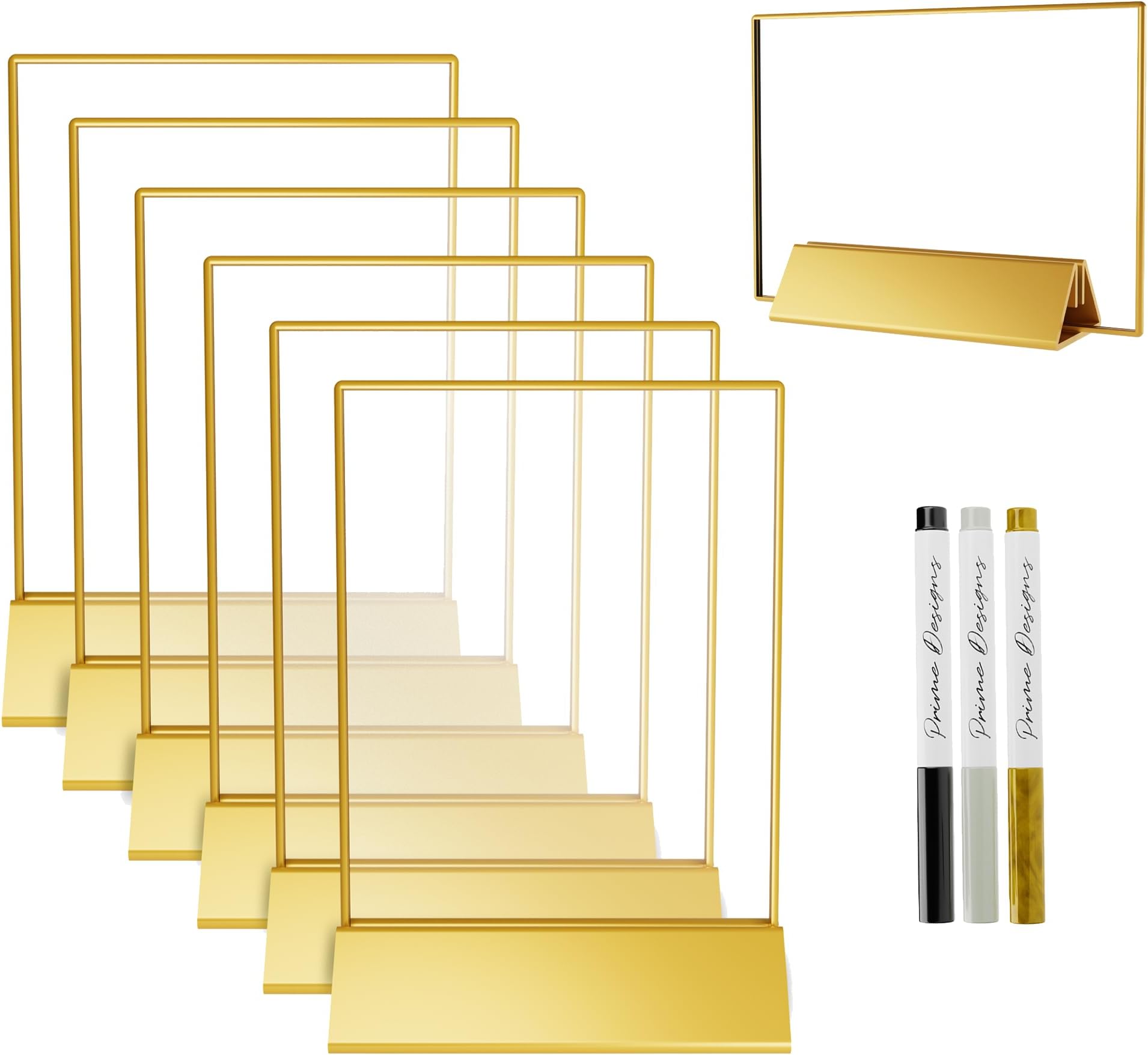 Prime DesignsTable Number Holders 5x7, Gold Frames perfect for Wedding Decor, Wedding Signs, Acrylic Table Numbers for Wedding Reception, Menu Holders or Wedding Centerpieces for Tables and