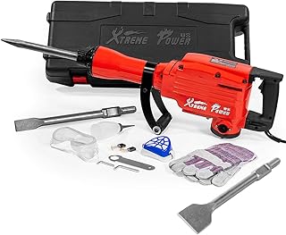 XtremepowerUS 2200W Demolition Jack Hammer Chisel Scraping Bits & Case Electric Demo Jack Hammer Cement Concrete Breaker Punch Drill Set