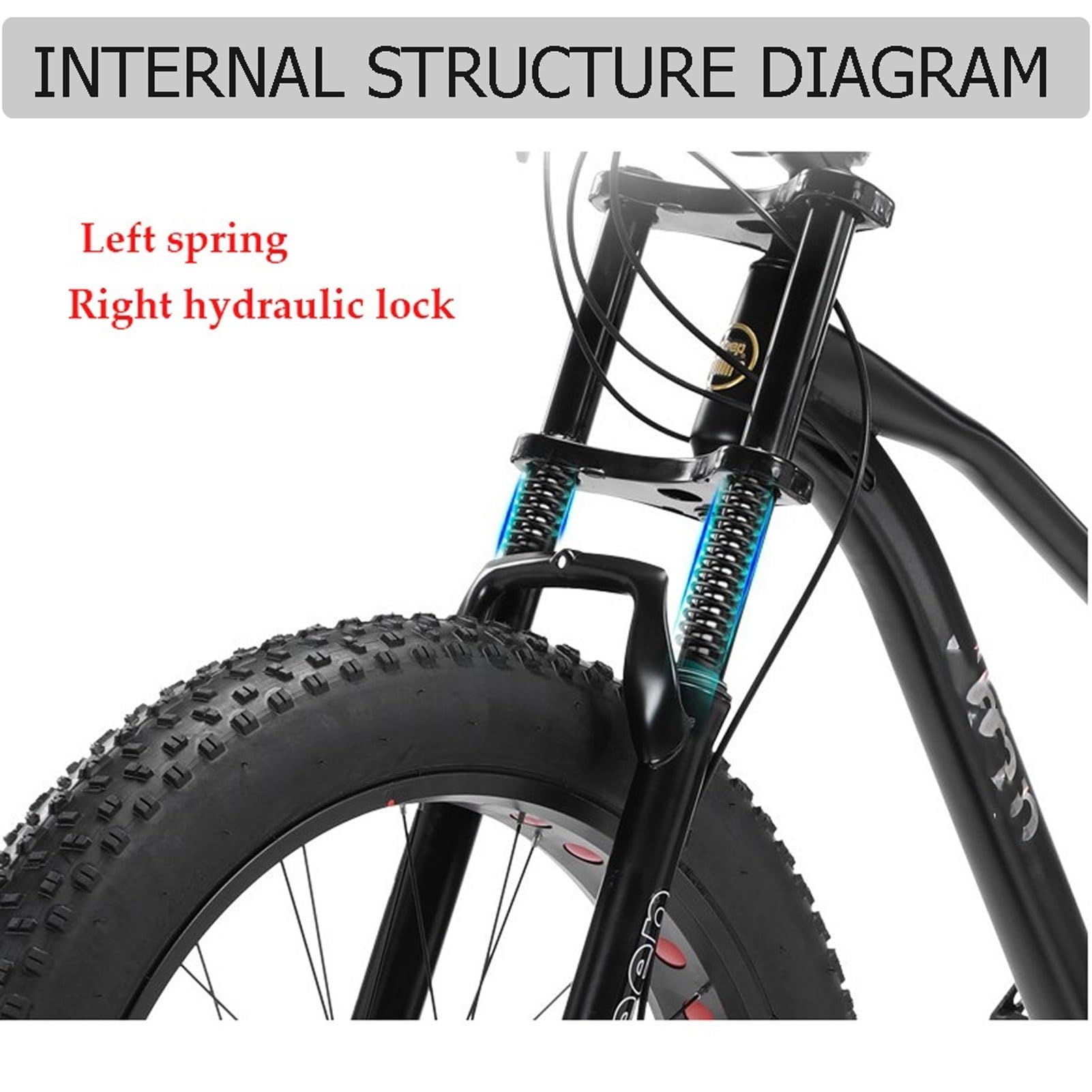 Forcella Bici Elettrica 20 26 Pollici, Doppia Spalla 28,6mm Tubo Dritto Forcella Anteriore for Bicicletta da Spiaggia/Neve Pneumatico da 4,0 Pollici Freno a Disco Escursione 160mm