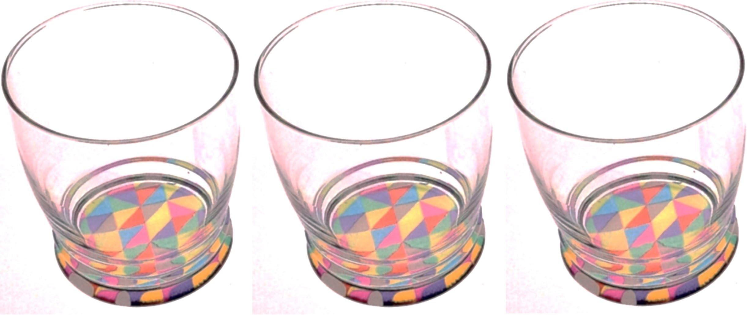 Cerve Set of 3 Wide Mouth Glass Tumblers Unique Design Made in Italy 340ml
