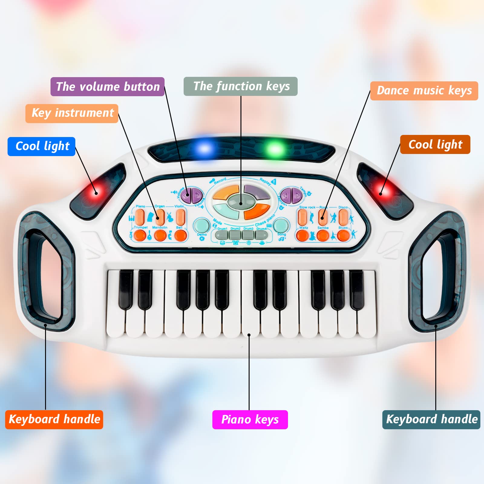 Teclado de juguete de piano para niños pequeños, juguetes multifuncionales para niños, regalos de cumpleaños para niños y niñas de 1 a 6 años