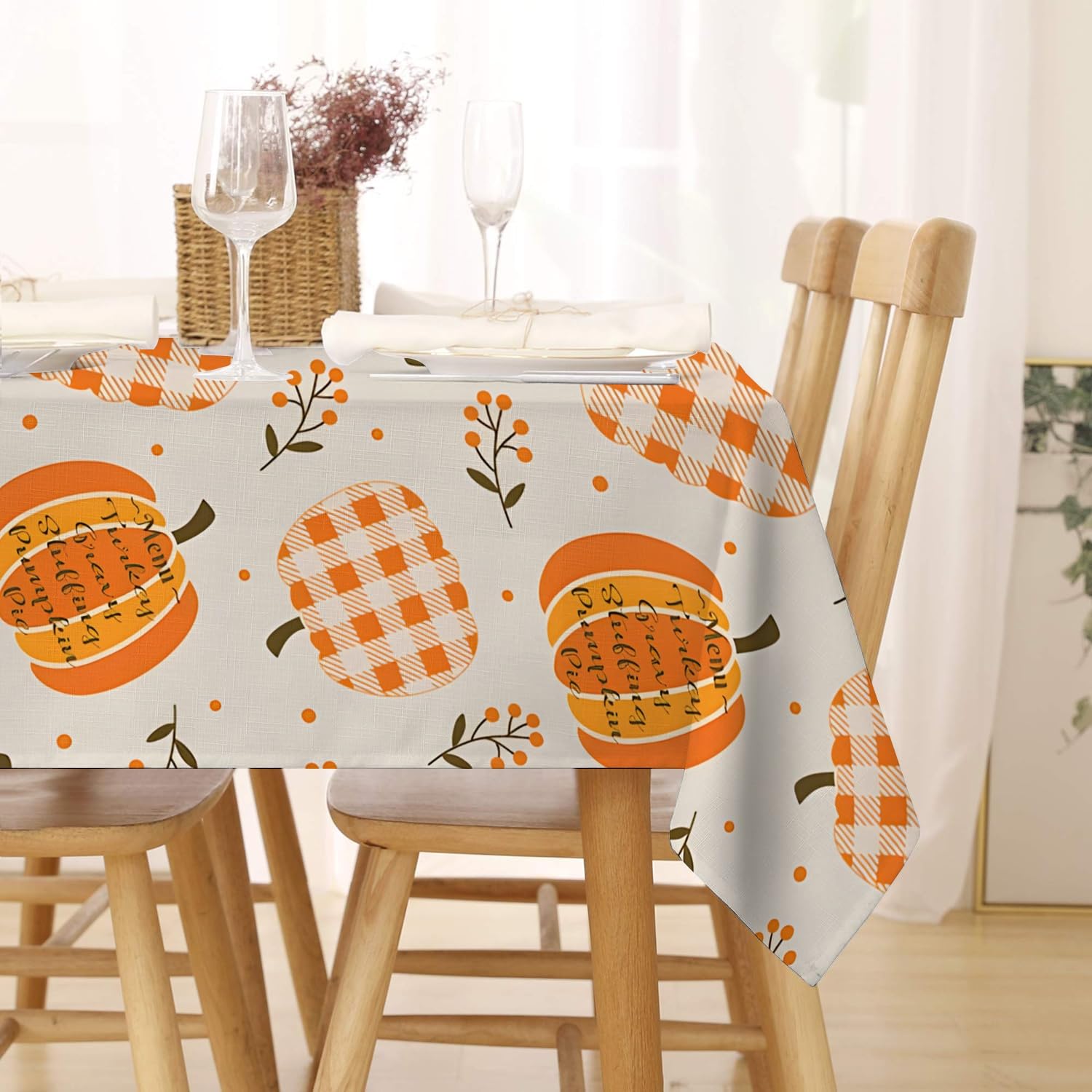 Nappe Rectangulaire 160 x 240 cm Citrouille à Carreaux