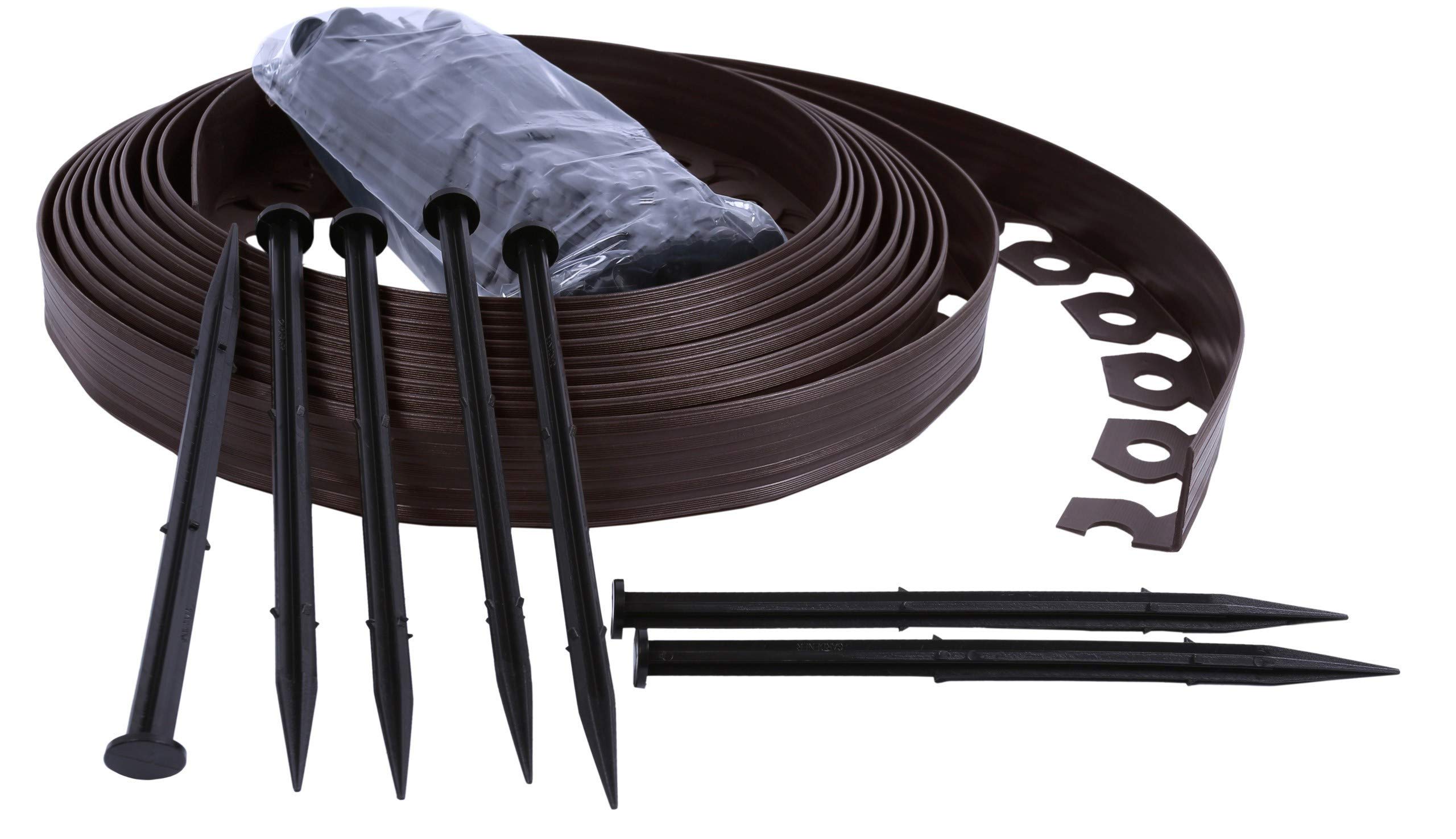 Bordo Giardino 10 M Con 30 Punte: Kit Bordura In Plastica Flessibile Per Aiuole E Prato, Altezza 6 Cm, Facile Da Installare - 3