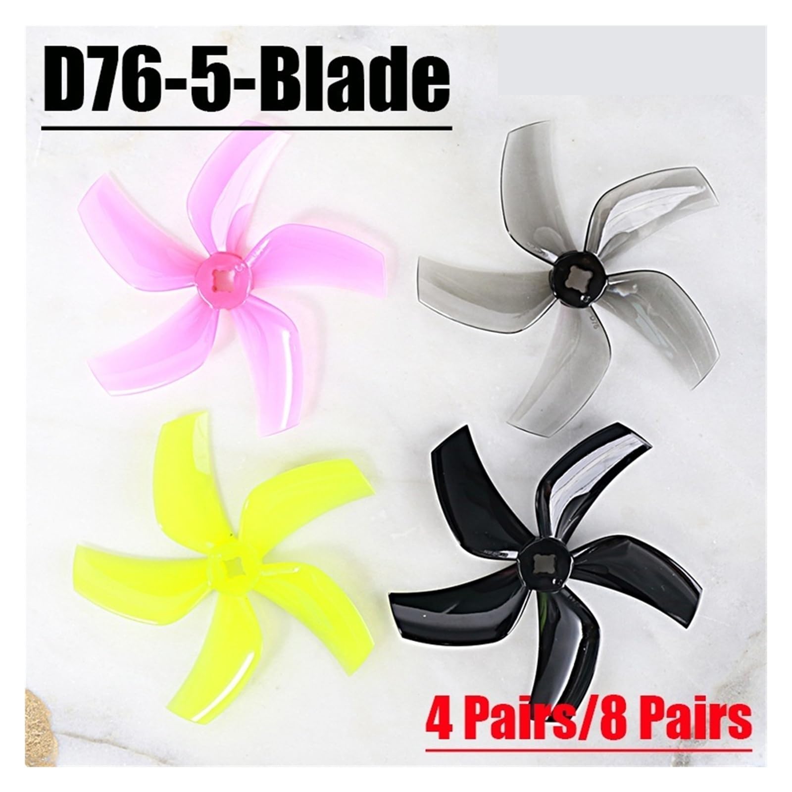 D76 5-ostrzowe śmigło przewodowe 76 mm 3 cale do drona Cinewhoop RC, 4 pary, 5 ostrzy PC Prop do FPV Racing Freestyle Quadcopter, Low Noise 3 in Ducted Props (4 pary, czarny)