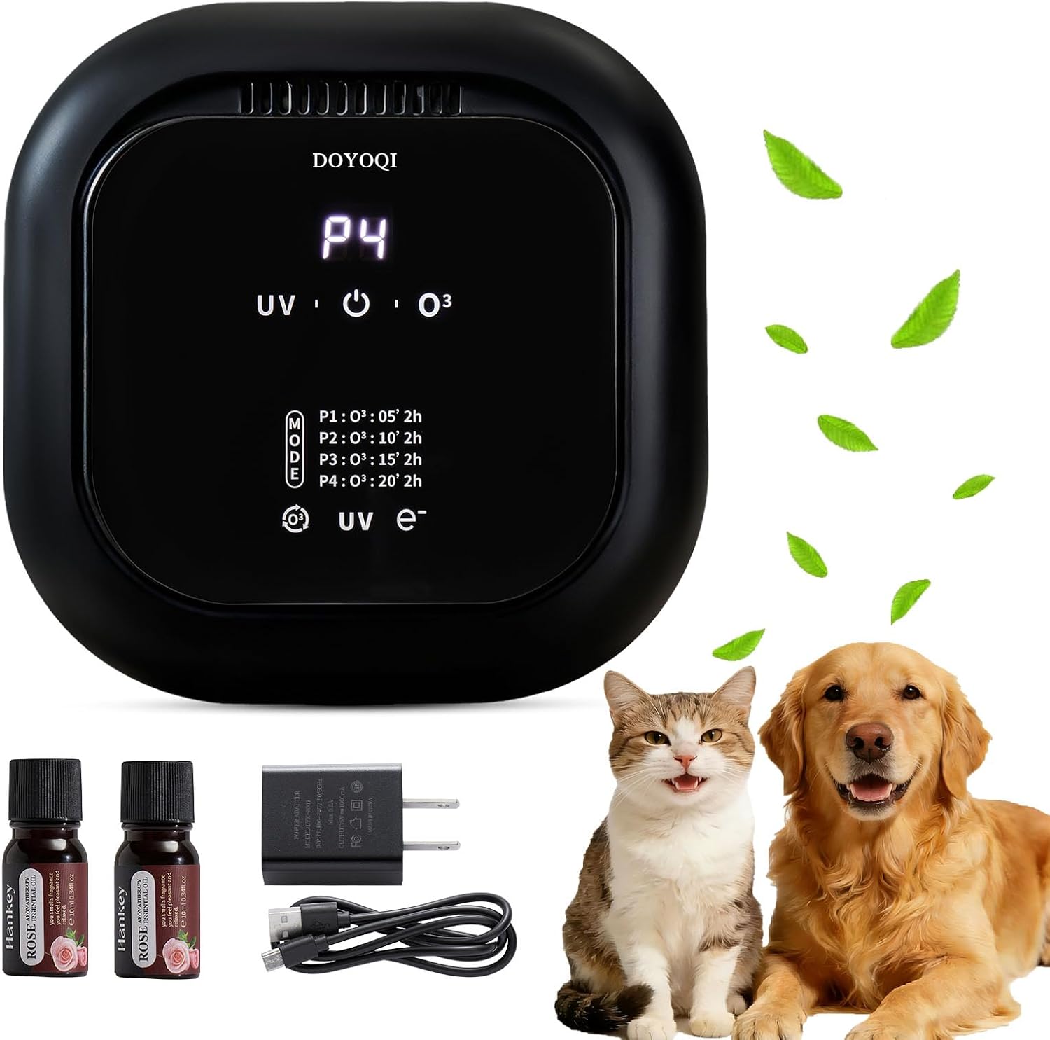Cat Litter Deodorizer Ozone Odor Eliminator for Strong, Ozone Air Purifier for Pets, Destroys Pet Urine, Poof Odor, and Lingering Household Smells in Rooms, Car, Toilet (Plug-in version)