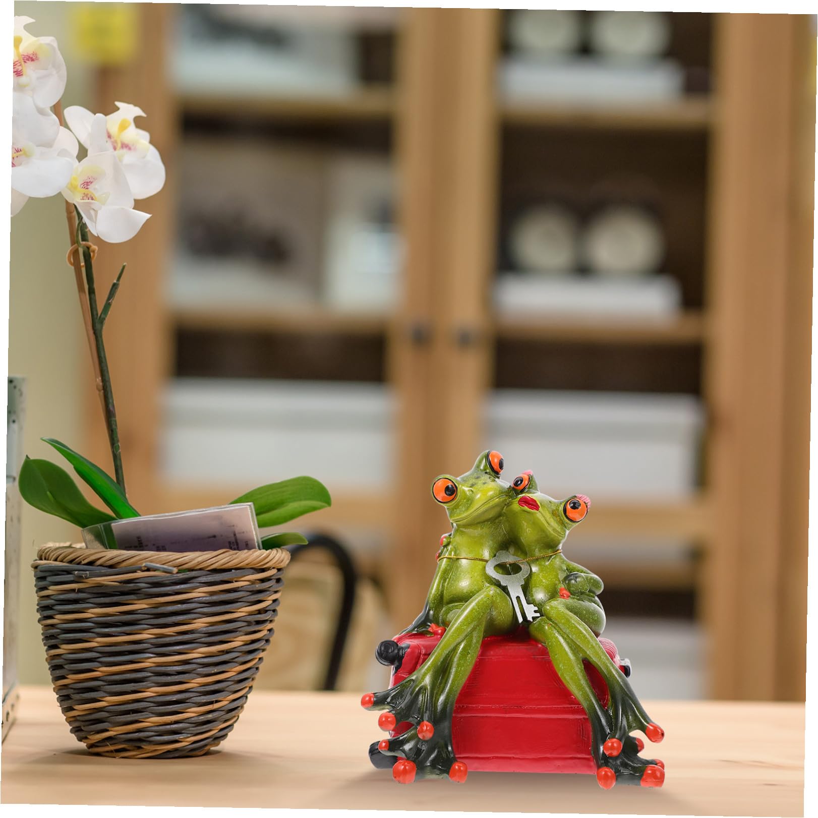 Kreative Spardose Frosch Deko aus Kunstharz, Münzaufbewahrungsbox