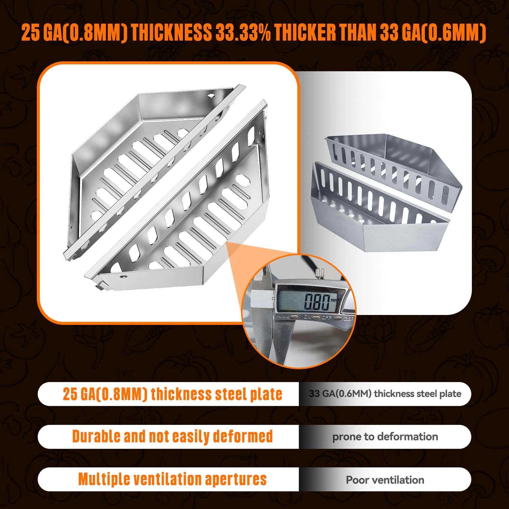 Onlyfire Cestello in acciaio inox per carbonella Weber da 55,9 cm per barbecue a carbone