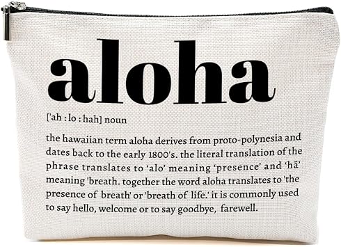 Inspirational Aloha Definition, Hawaii Makeup Bag, Hawaii souvenirs, Hawaiian Gifts, North Island Cosmetic Bag, Christmas Thanksgiving Birthday Gifts for Women Female Sister Aunt Coworker Colleague
