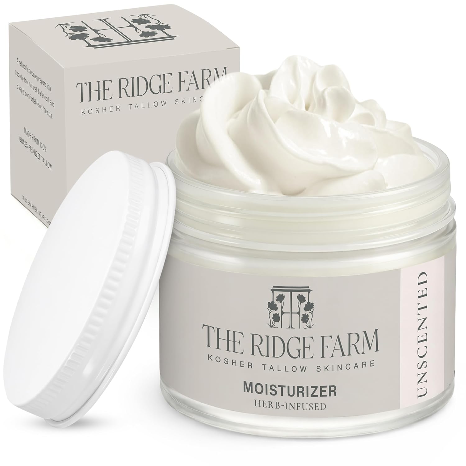 Organic Grass Fed Beef Tallow Balm – Unscented – Herb-Infused – Kosher Beef Tallow Skincare – Handmade Natural Moisturizer For Face + Body - 2 Oz.