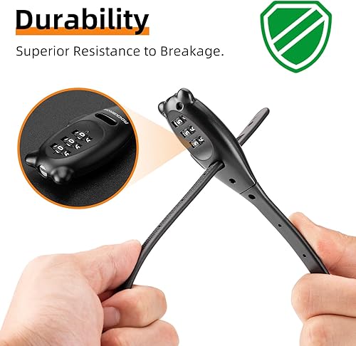 Miniatura 4 de ROCKBROS Cerradura de bicicleta con brida de cremallera, cerradura de cable pequeño, cerraduras ligeras para gabinete de refrigerador con