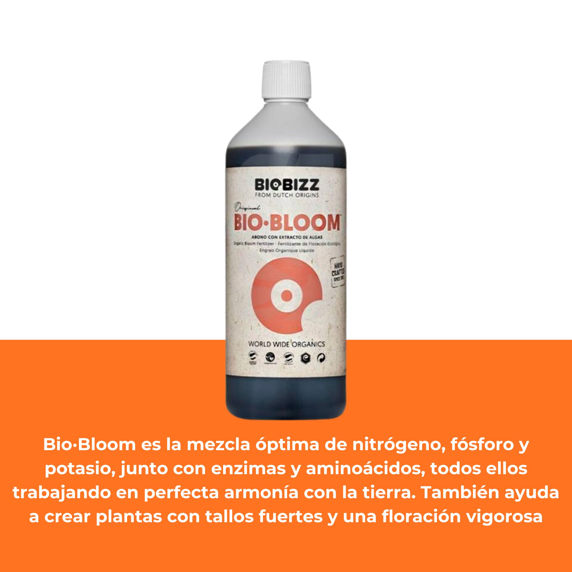 GROWMANIA Fertilizante Bio Bloom y Bio Grow Biobizz 1L + Muestra Boost Up de Up Nutrients + Vaso Medidor | Abono Líquido para Plantas y Cultivos | Estimulación Crecimiento