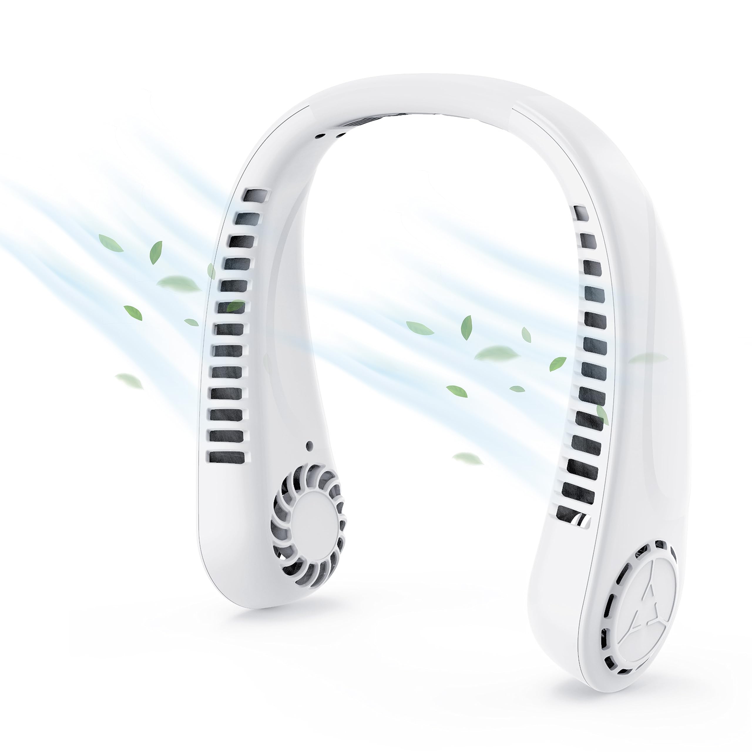 Portable Hanging Neck Fan Rechargeable, USB, Hands-Free, and Adjustable! Perfect for Men & Women. Ideal for Home, Office, Travel. Ultimate Solution for Cooking and Camping (White)