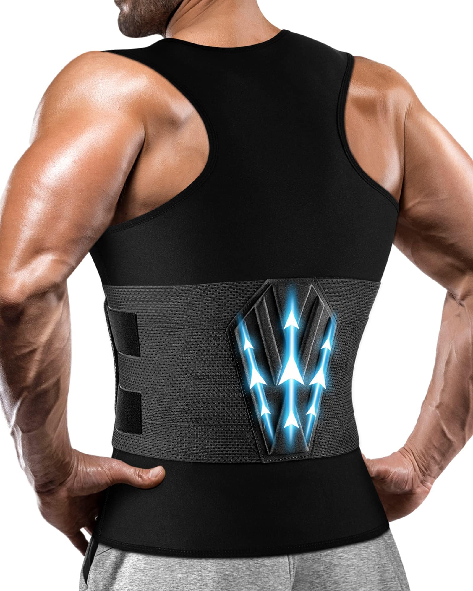 Cimkiz Mens Waist Trainer Sauna Vest for Men Faja Para Hombre Sweat Vest for Men Back Support Belt Body Shaper
