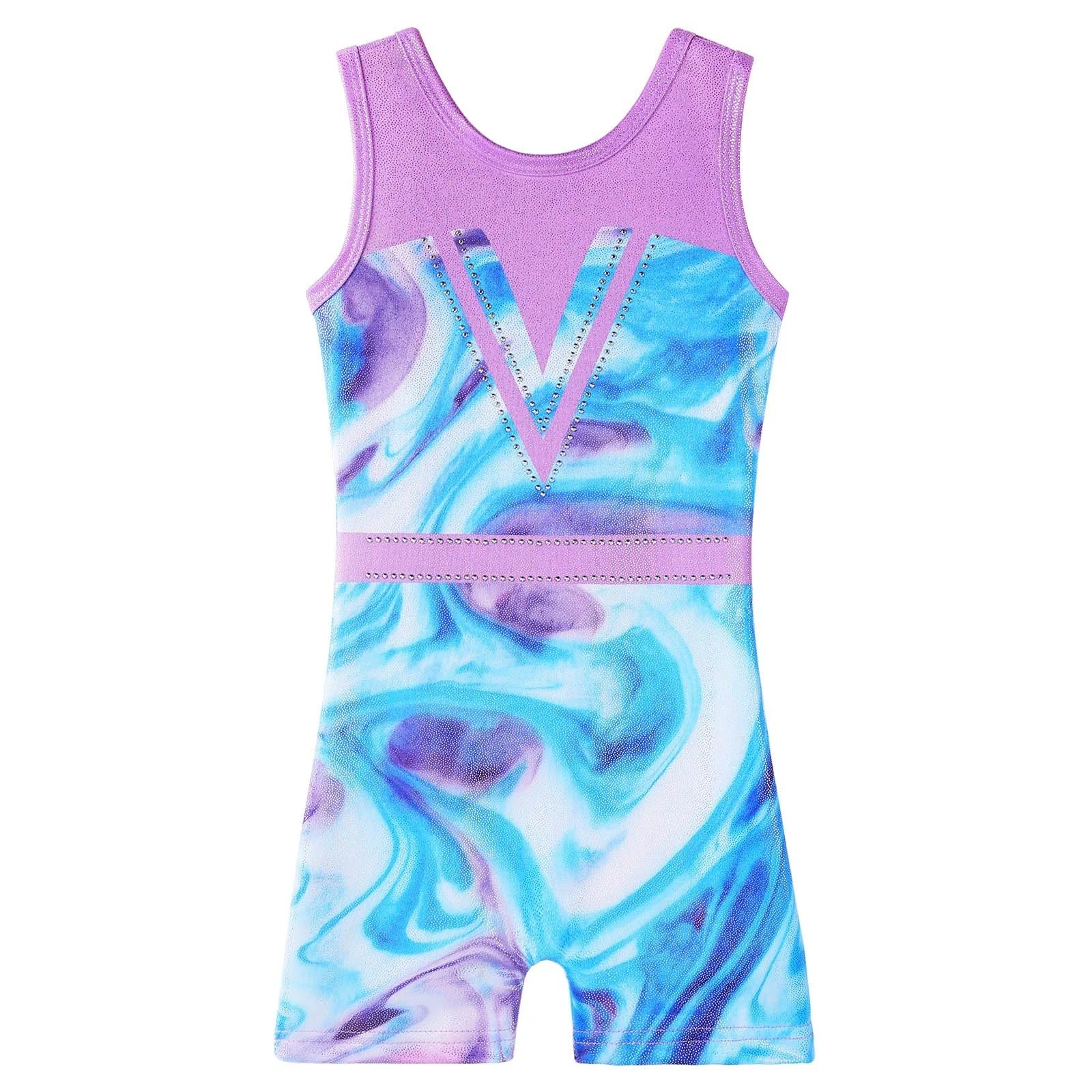 Maillot Gimnasia Ritmica Leotardo de Gimnasia sin Mangas con Diadema Ropa de Baile de Ballet Profesional con Pantalones Ropa de práctica de Bailarina