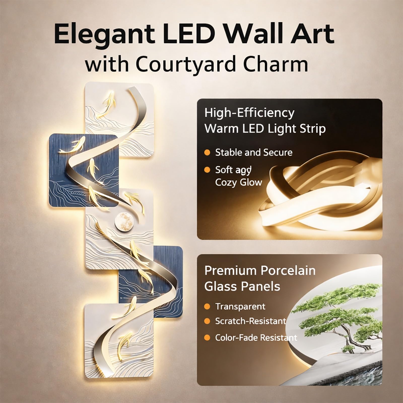 Rzeźby ścienne LED, wiszące, nowoczesne oświetlenie dekoracyjne 3D, do salonu, sypialni, przedpokoju i wnętrz domowych (szer. 80 x 160 cm/31,4 x 63 cale)
