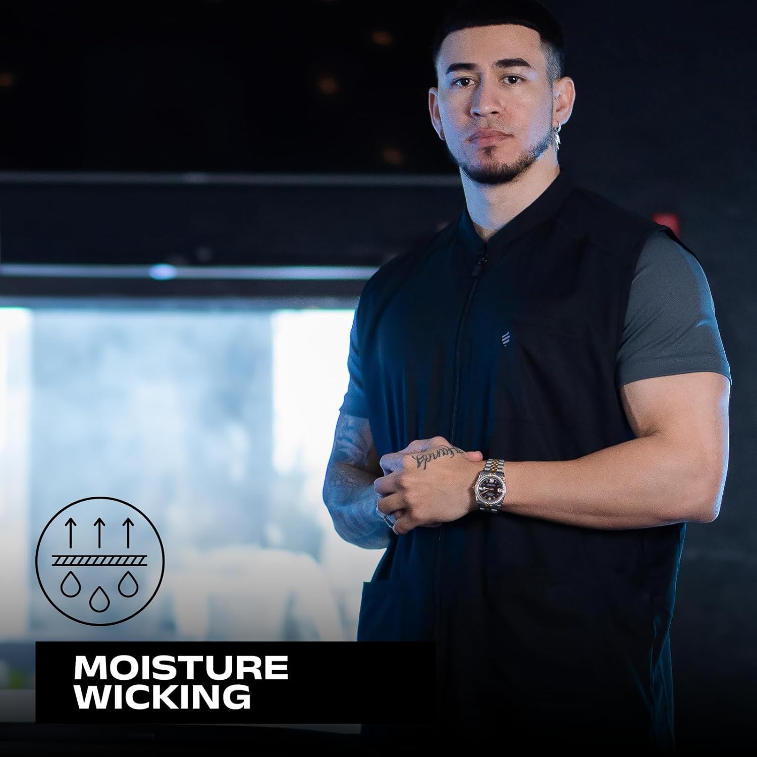 Barber Strong Barber Vest, Men's Hair Repellent, Lightweight & Breathable Mesh Side Panels, Sleeveless, 3 Pockets - Image 5