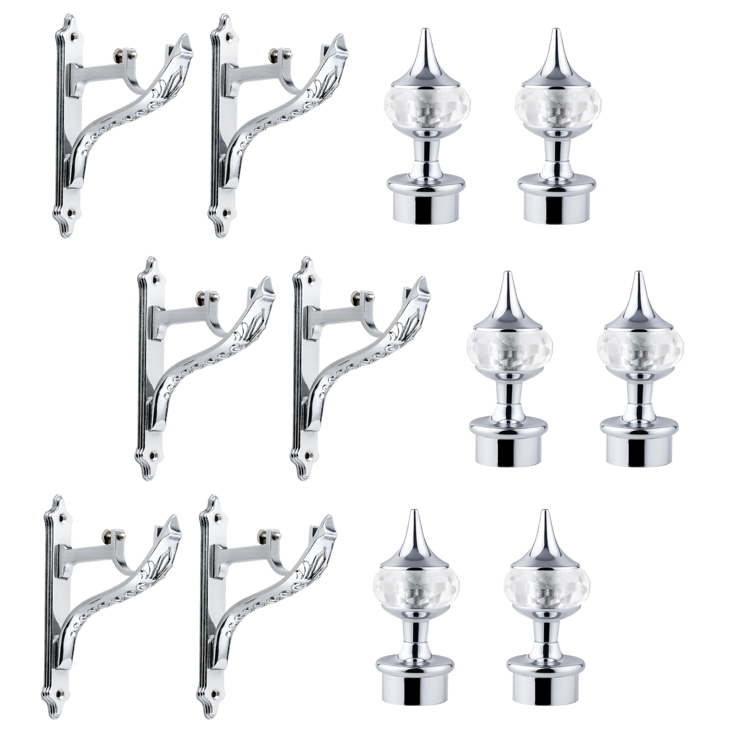 Plantex Heavy Duty Curtain Rod Holder/Aluminium Curtain Brackets/Diamond Shape Curtains Holder (Chrome - 3 Pair)-image-18
