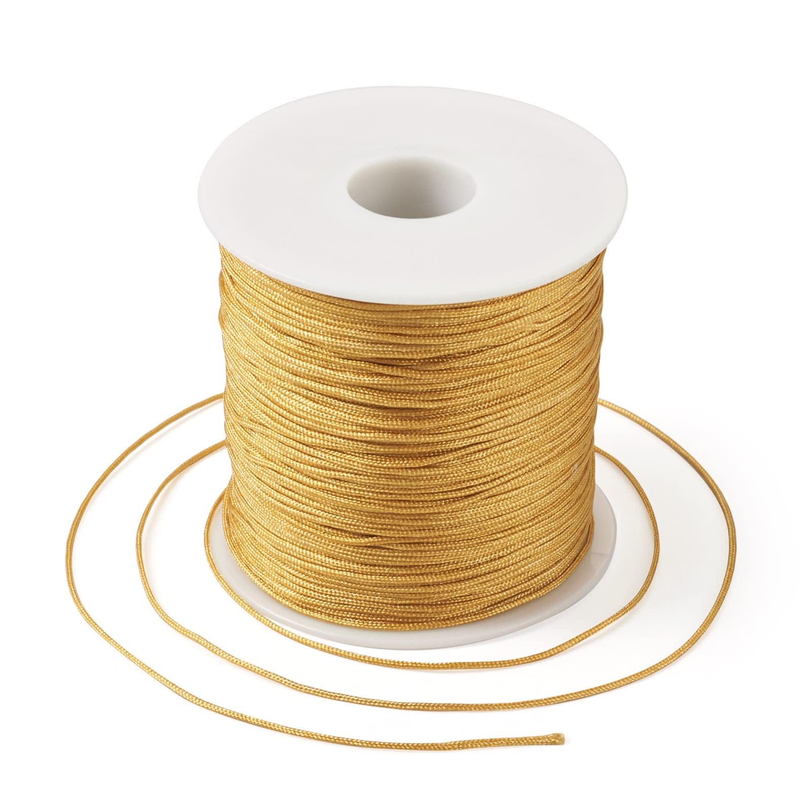 Bestewelry 109Yard Nylon Cord String Thread 0.8mm Braided Knotting Beading Cord Macrame Thread Bracelet Cord for Jewellery Making Sewing (Goldenrod)