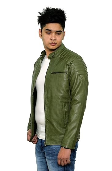 men's olive leather jacket