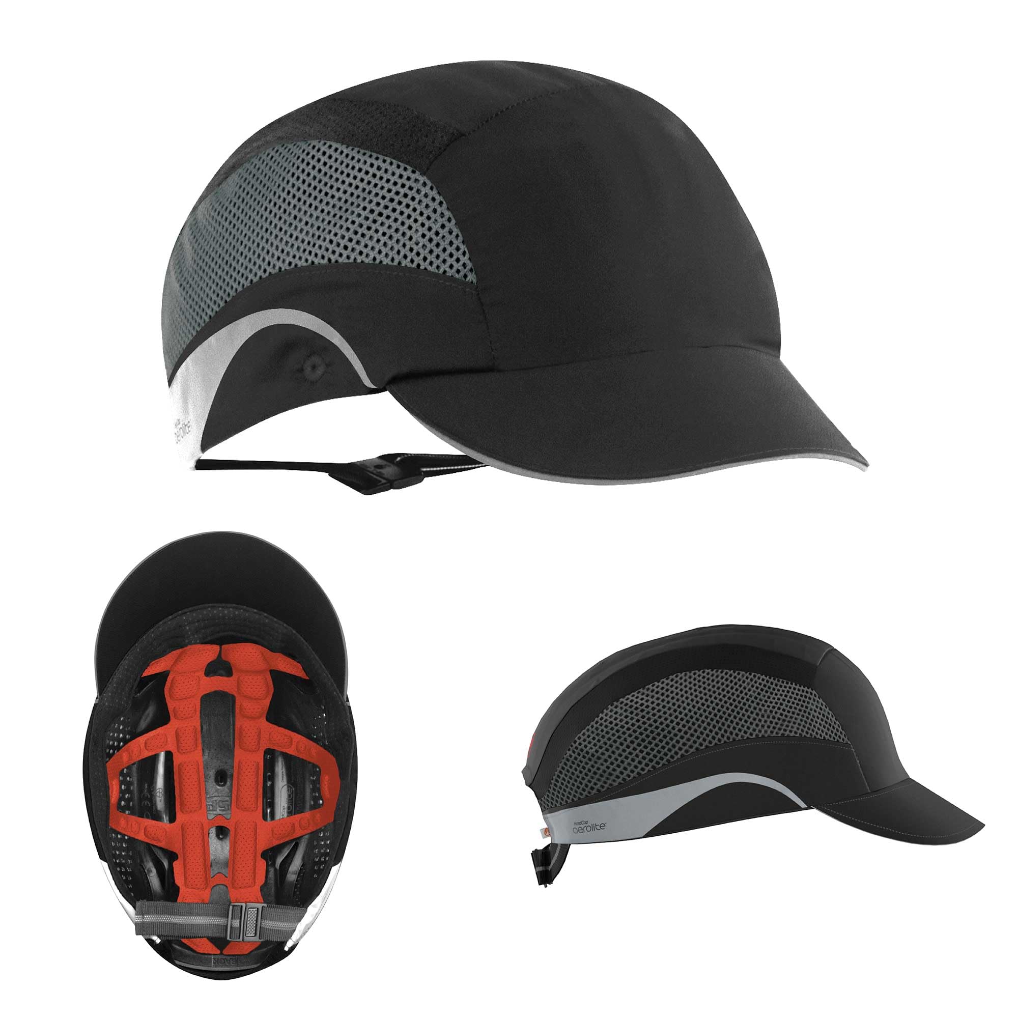 JSP HARDCAP Aerolite Leichte Anstoßkappe für Erwachsene - 5 cm Schirm - Schwarz - Belüftet - EN 812 Kopfschutz - Bauhelm Cap - Für Logistik, Wartung, Heimwerken & Industrie - EN 812