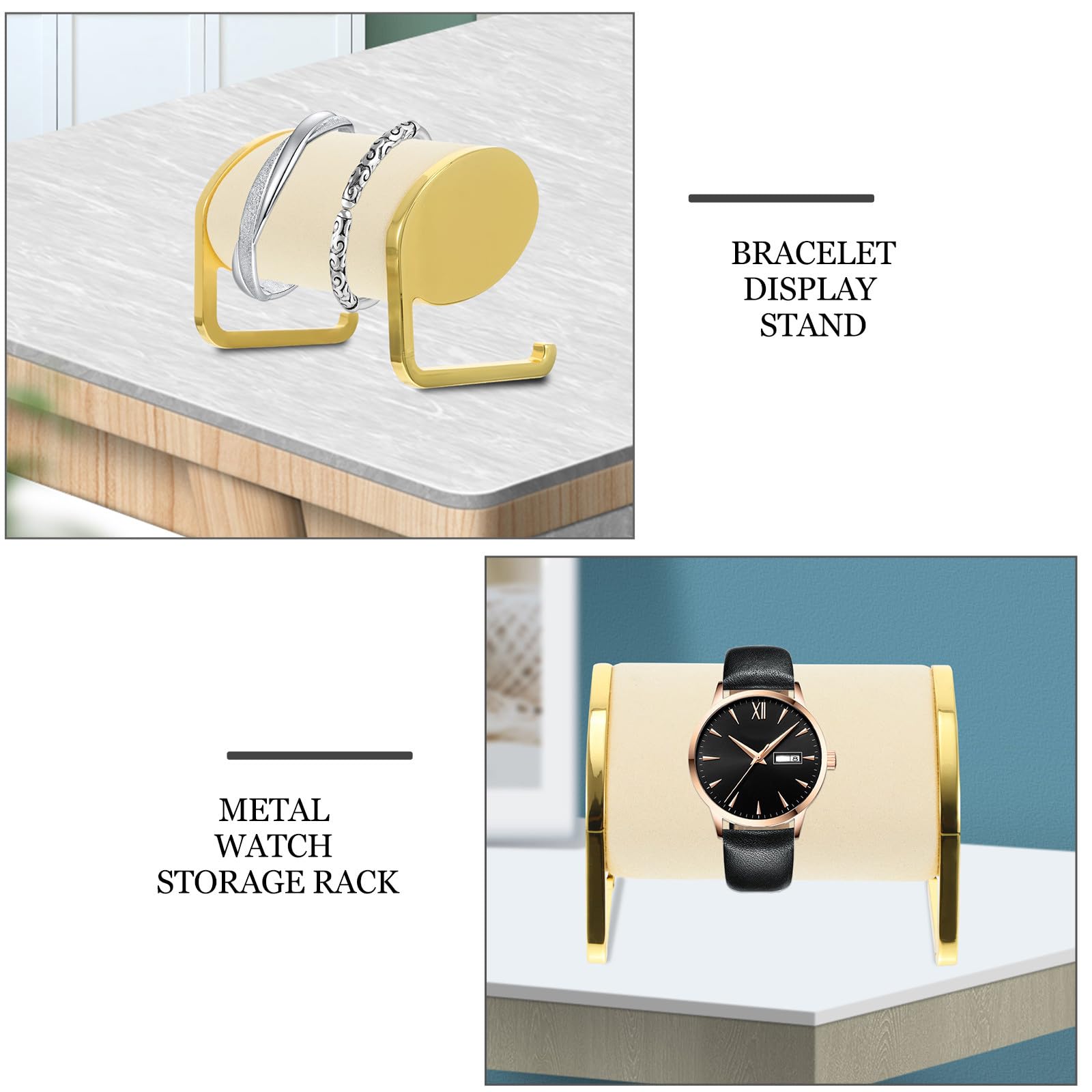 Artibetter Robuster Uhrenaufbewahrungsständer aus Metall mit Sichtfenster Vergoldete Oberfläche Kompatibel für Uhren Elegantes Schaufenster Display für Schmuck und Armbänder