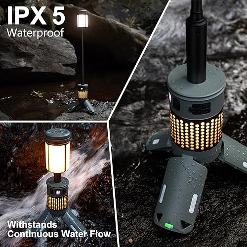 Miniatura 5 de Luces telescópicas para campamento, luces de campamento recargables con soporte, linternas plegables de 12000 mAh, base magnética, linternas