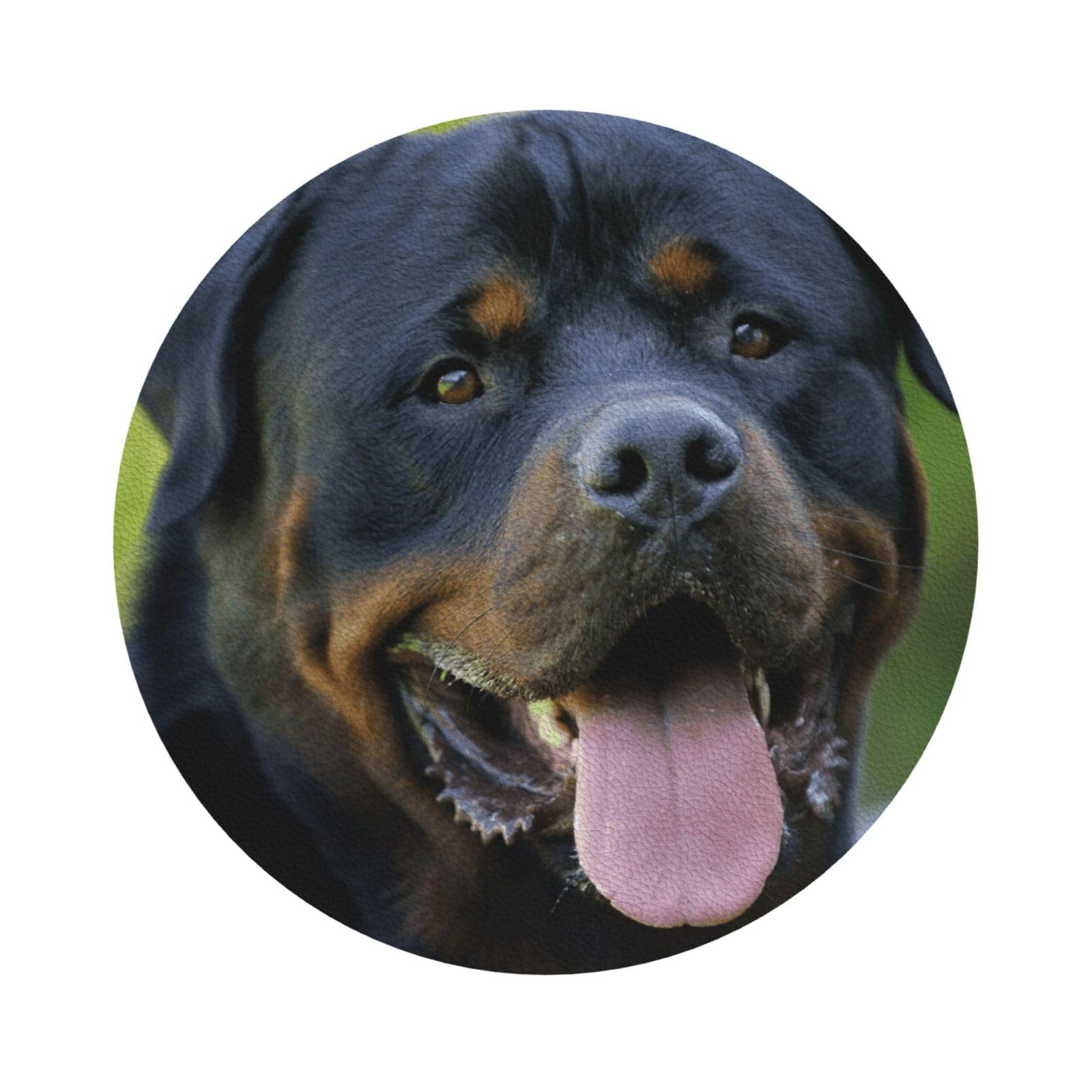 rottweiler wallpaper PU Leather Coasters Set of 6 Round Drink Coasters