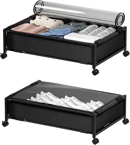 Miniatura 1 de SHINEWON Almacenamiento debajo de la cama con ruedas, contenedores de almacenamiento debajo de la cama, almacenamiento grande debajo de la cama con