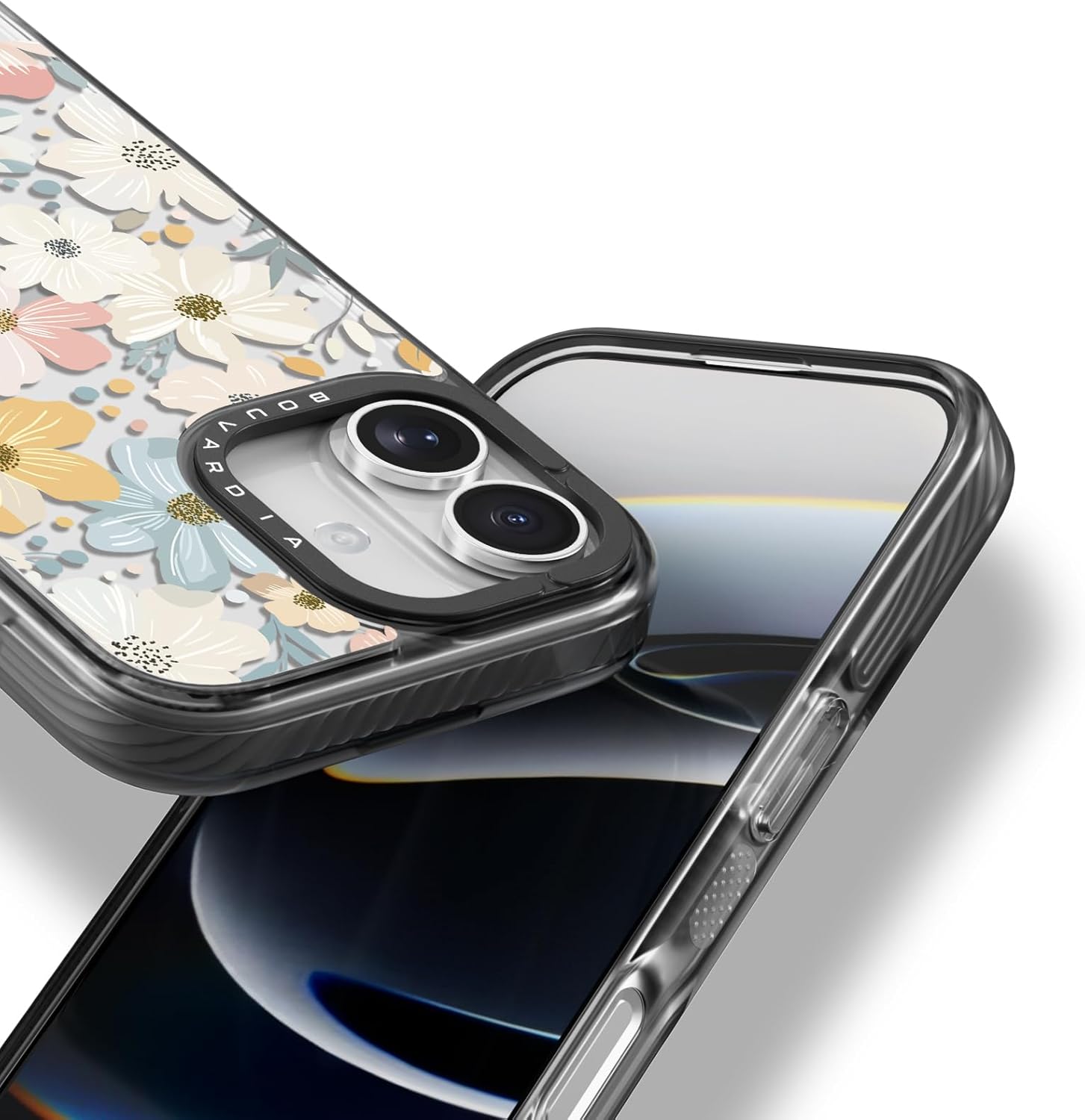 Bouvardia for iPhone 17 Case, Cute Design for Women & Girls, Protective & Aesthetic, Floral Theme - Flowers Blossoming (Gray Bumper) - Image 3