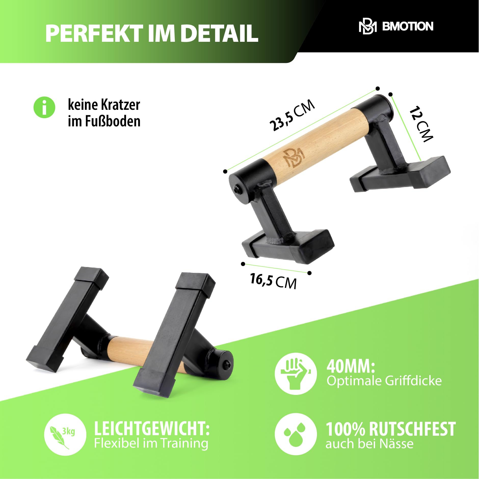 Müller & Blum Premium low parallettes hout incl. polsbandages, duurzame