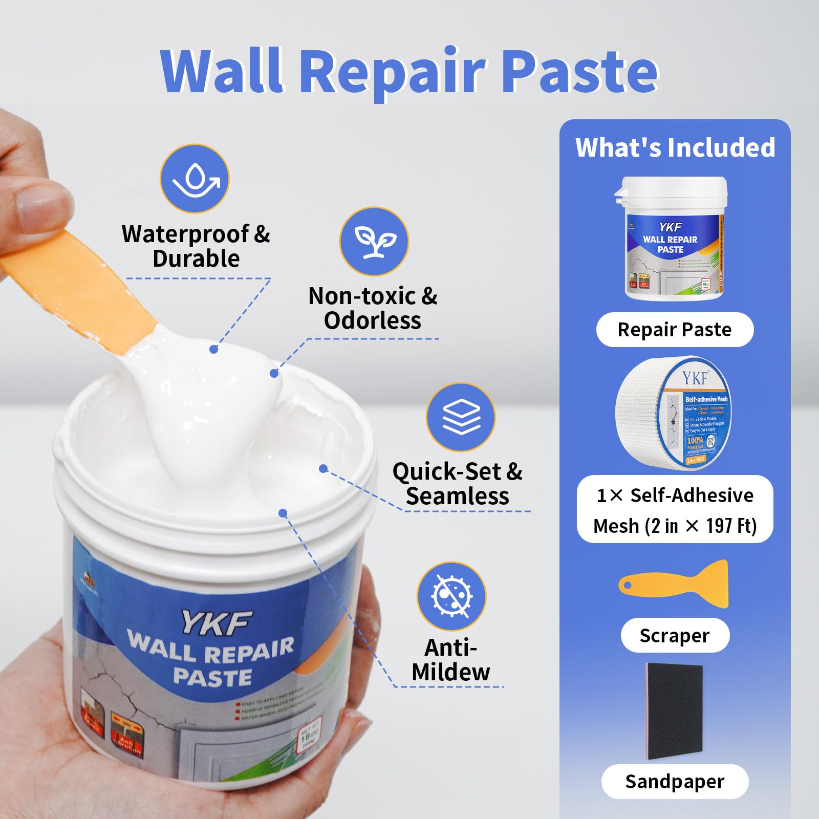 YKF Kit de reparación de pared de 510.3 g con herramientas