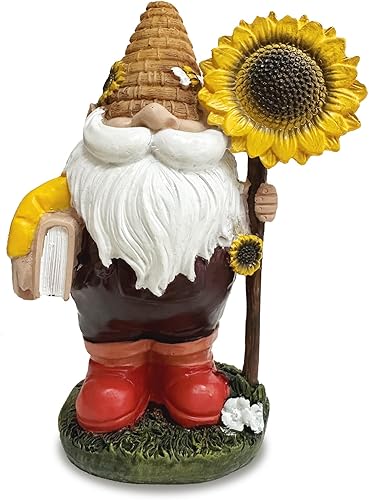 Miniatura 2 de Figuras de gnomo, decoración de estatua, flores, gnomos, adornos para decoración del hogar, estatua de gnomo de resina de sol de 6 pulgadas, figura
