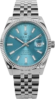 LOUIS XVI Marquis Automatik 3021 - Ø 41.5 mm - Herren Uhr - Wasserdicht - Armband Silber - Zifferblatt Blau - Automatikuhr