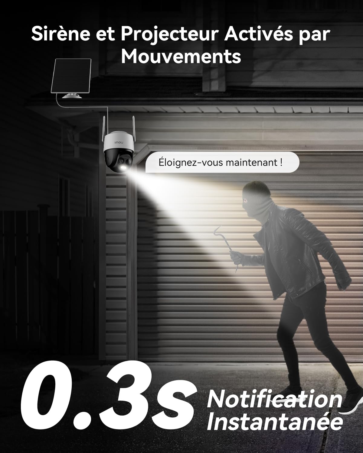 Imou 2K Caméra Surveillance WiFi Exterieure sans Fil Solaire 5000mAh 360° PTZ 2.4GHz IP65