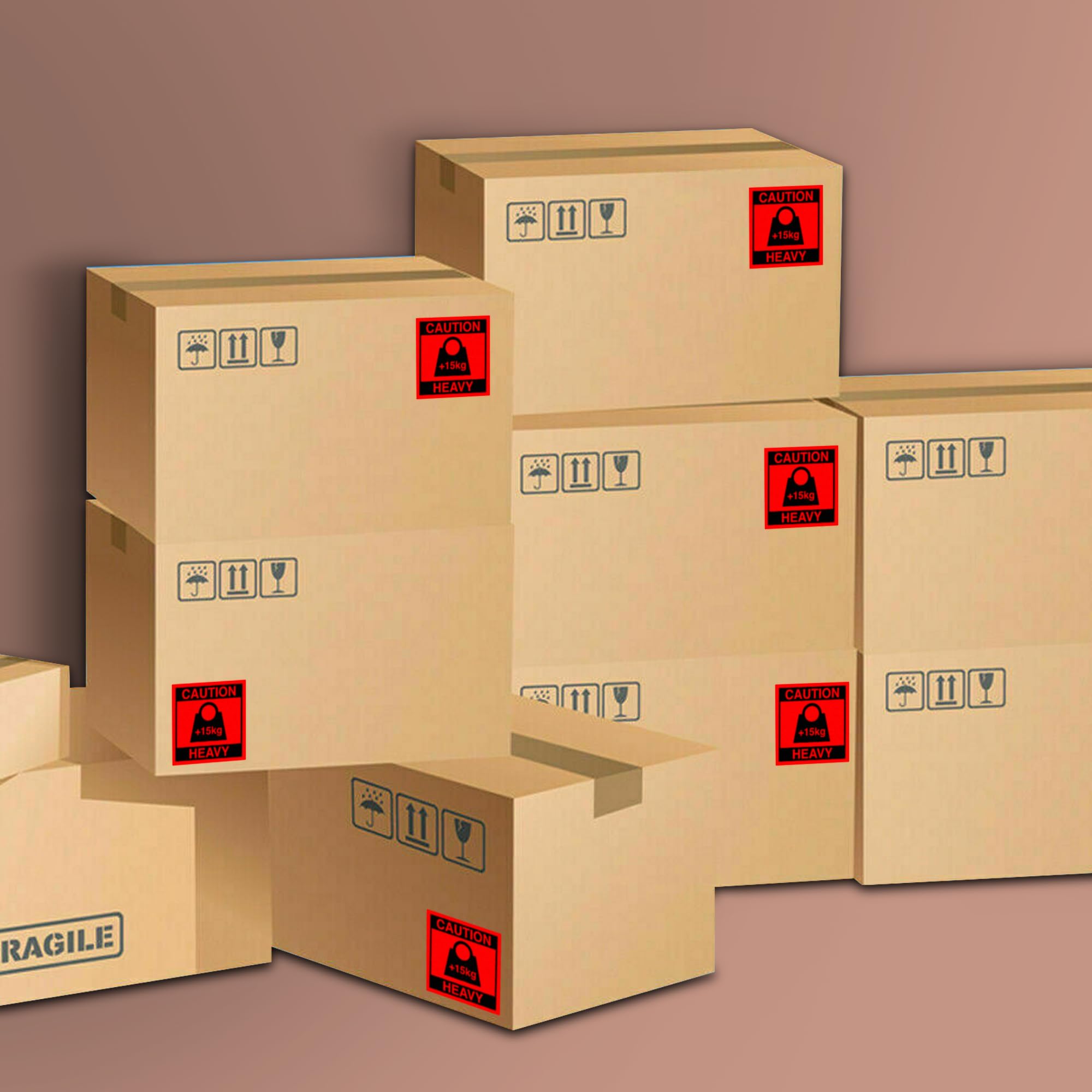 Package Caution Heavy Parcel Sticker Over 15kg 80x80mm 500 etichette di spedizione per rotoli etichette di avvertimento autoadesive rosso brillante adesivi per pacchi 5 rotoli 2500 adesivi