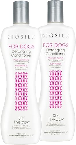 BioSilk Acondicionador desenredante para perros de Silk Therapy Acondicionador desenredante de pelo enmarañado sin sulfatos ni parabenos para todos