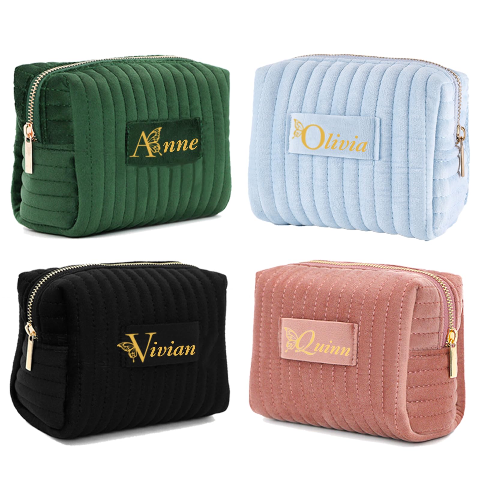 Personalized Velvet Cosmetic Bags Mrs Makeup Bag Cosmetic Pouch Travel Size for Women Custom Thicken Beauty Toiletry Case