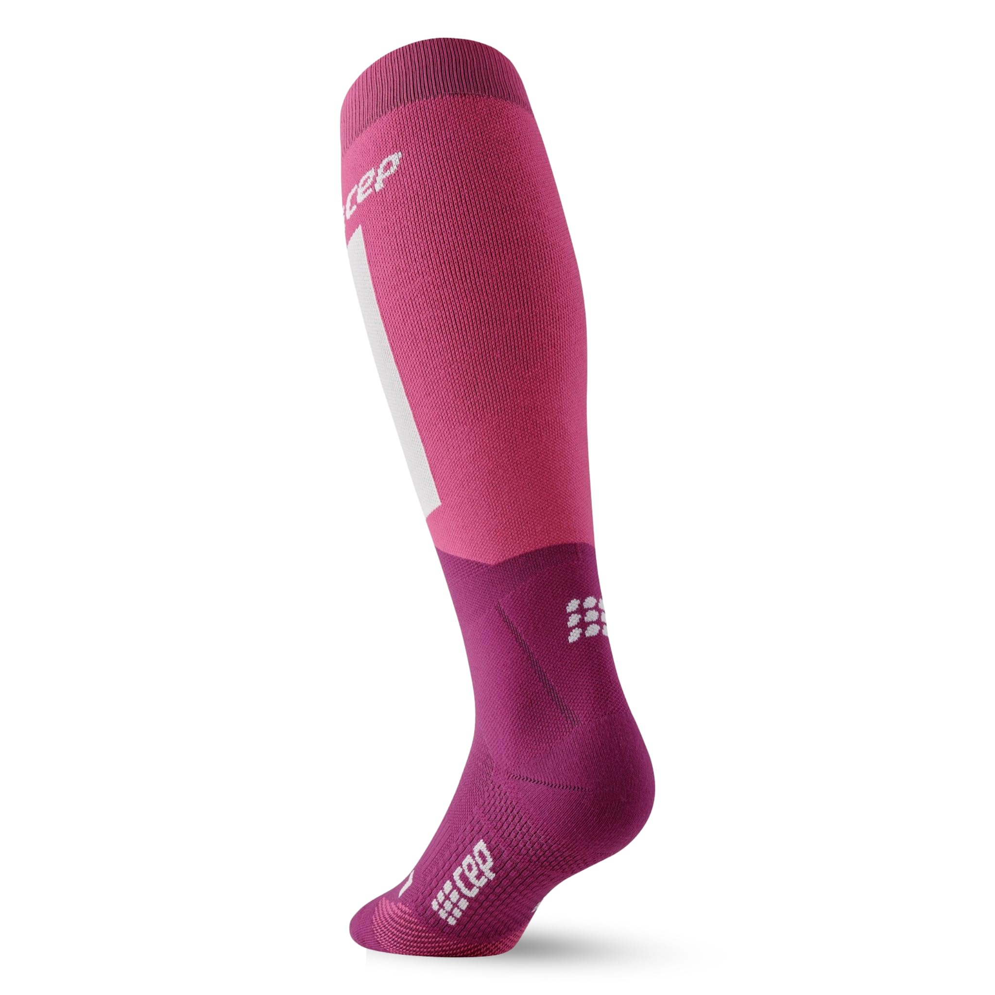 CEP - Skisocken mit Kompression für Damen, Lange Kompressionsstrümpfe, Größe II/S / 35-38, Pink/Purple