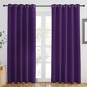 NICETOWN Royal Purple Blackout Curtains 84 inch Length, Grommet Top Room Darkening Drapes for Bedroom Living Room, Light Blocking Window Covering for Privacy (W66 x L84 Inch, 1 Panel)