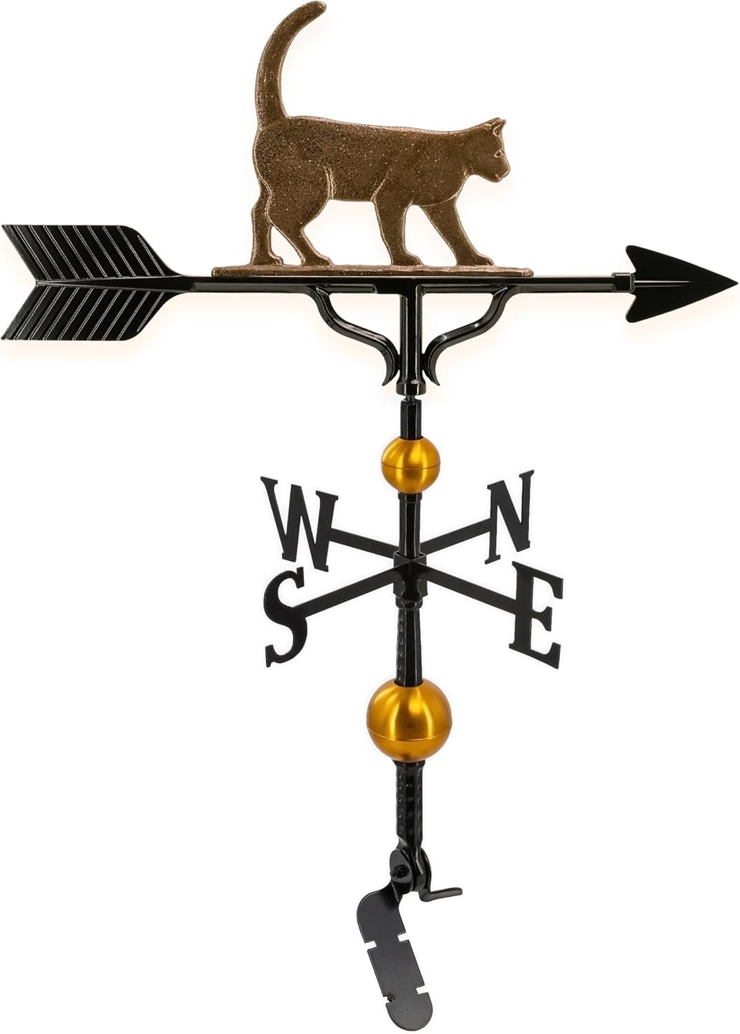 Montague Metal Products Aluminum Cat Weathervane, Includes Roof Mount, Roof Décor, Outdoor Décor, Durable & Handcrafted, Made in Michigan, Cast Aluminum Cat Weather Vane (Black)
