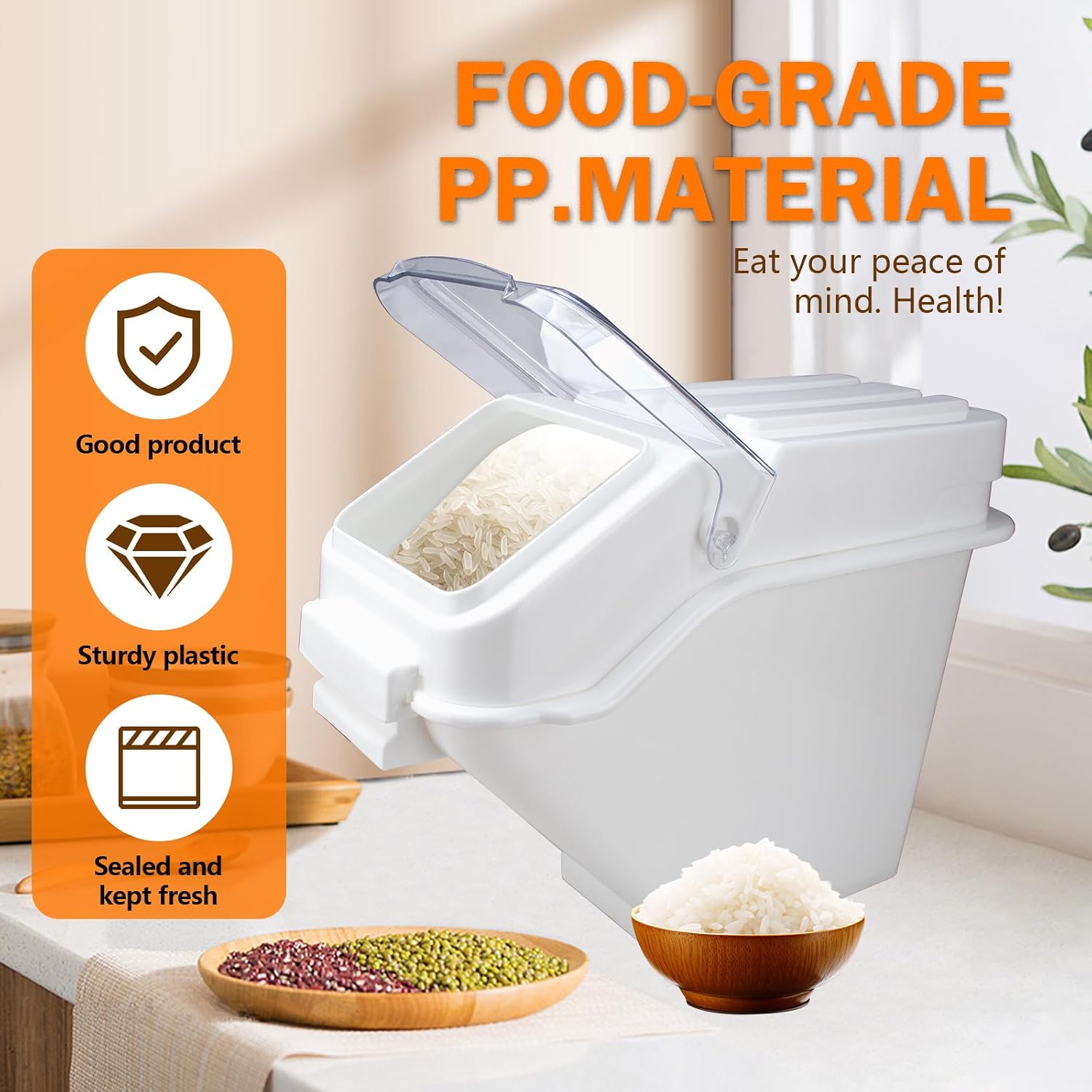 Flour Bin,25 lb Stackable Kitchen Ingredient Storage Container with Lid - Food Pantry Organizer for Flour, Sugar, Rice, Baking,Dog Food Supplies (6.34 GAL-6.75 LB)