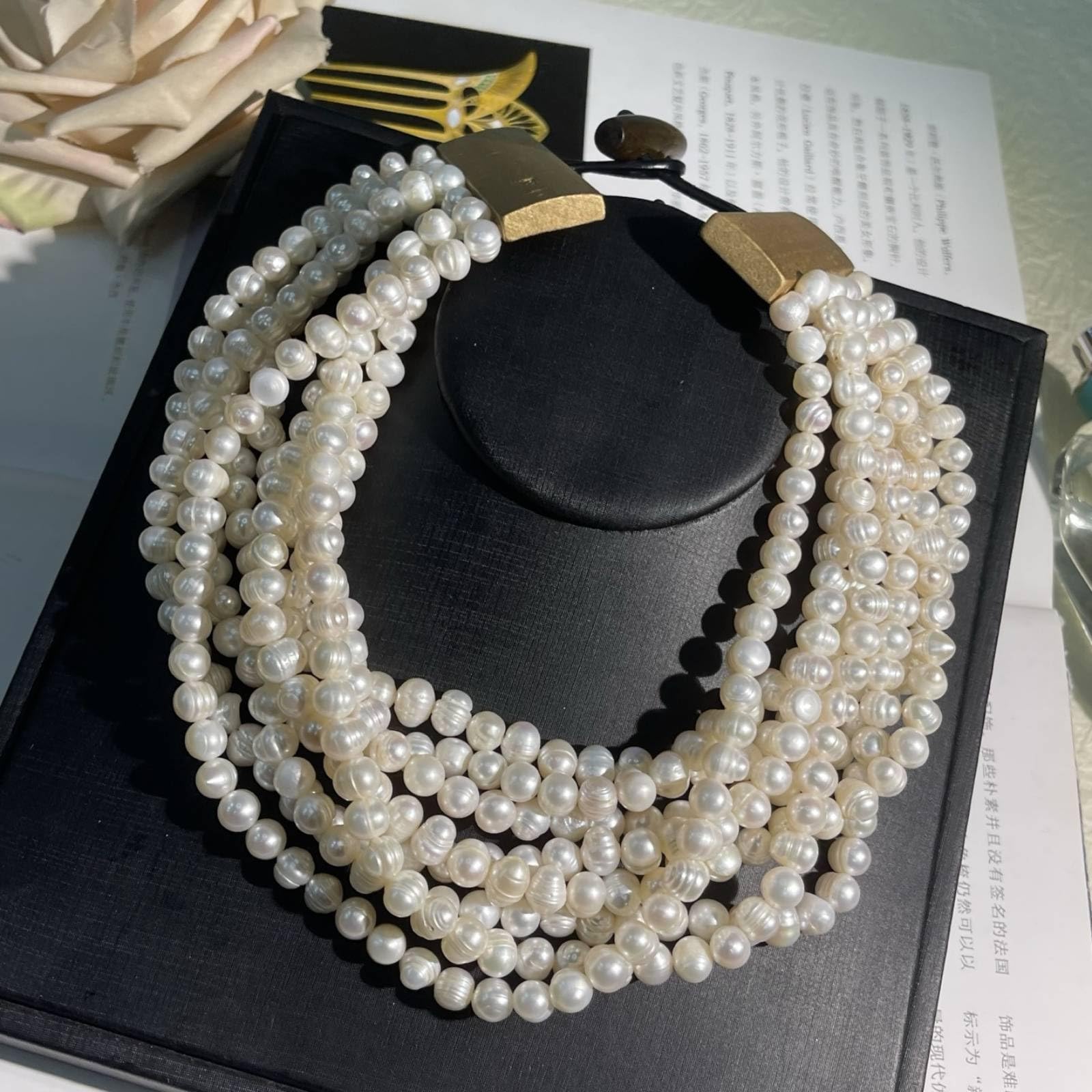 Mehrreihige Perlenkette Mehrreihig Statement-Kette mit Perlen Klassisch Collier für Damen