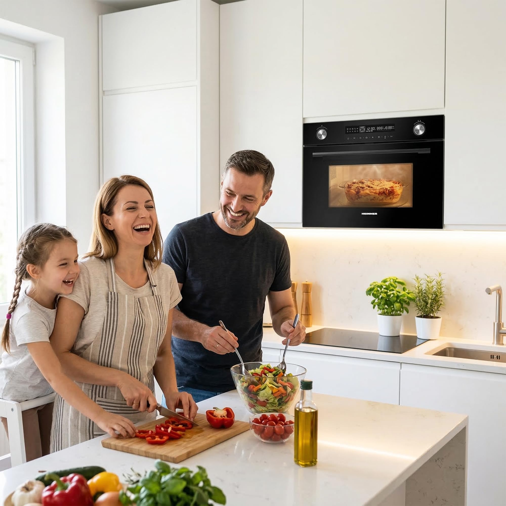 HMW‑MDBI34CTBK – Einbau‑Mikrowellen‑Ofen mit & Konvektion (34 L), leistungsstarke 900 W Mikrowelle, 1100 W, Konvektionsfunktion für gleichmäßige, + 5 Jahre Garantie