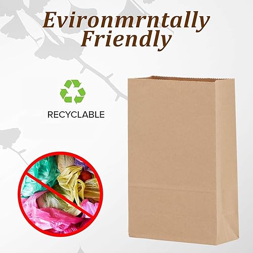 Miniatura 4 de Bolsas de almuerzo de papel, 100 unidades, 8 libras, color marrón, a granel, fuertes para pequeñas empresas