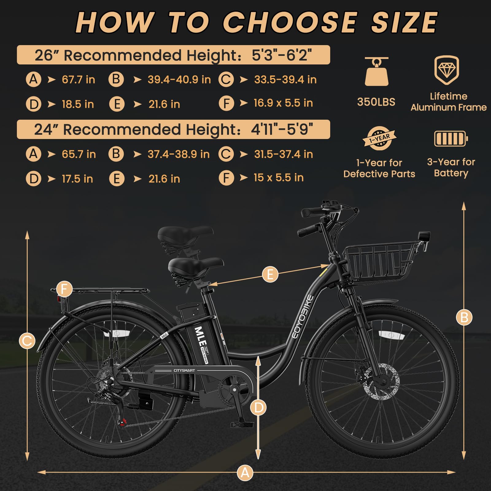 MOONCOOL Electric Bike for Adults, 700W Peak Power 7 Speed Step Through Electric Cruiser Bike, 40 Miles Electric Bicycle with 36V 10.4Ah Battery, Aluminum Frame City Commuter E Bikes for Women, Men