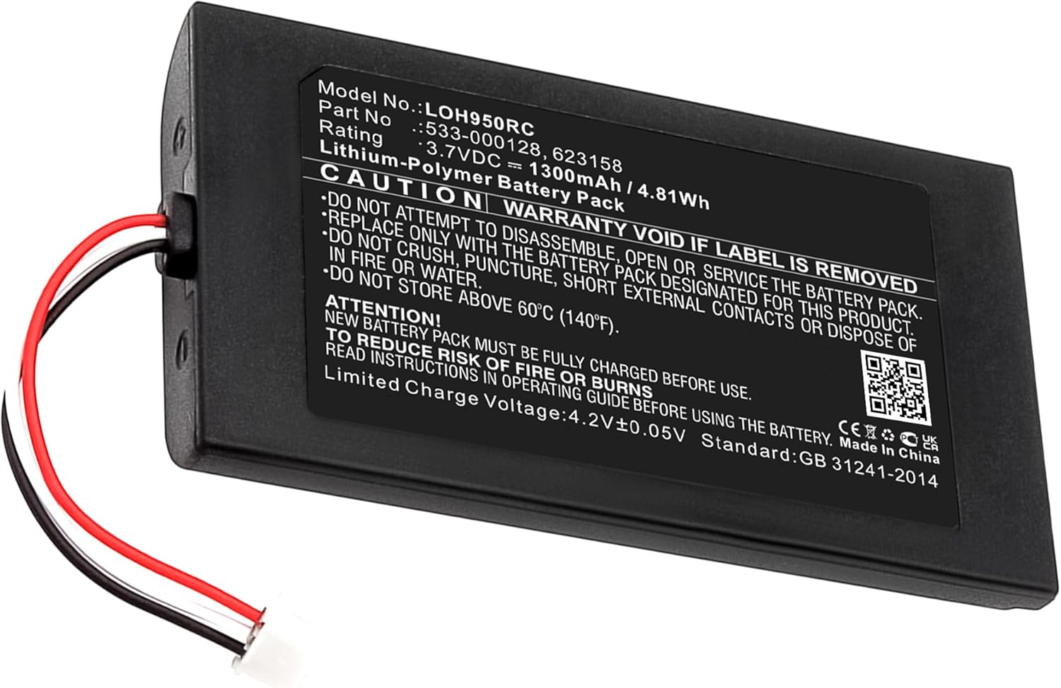533-000128, 623158 Remote Control Battery Compatible for Logitech Harmony 950, Elite, 915-000260, 915-000257,