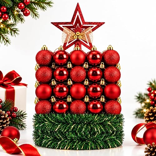 Kit Natal 24 Bolas 5cm Festão 4 Metros e Estrela 18cm