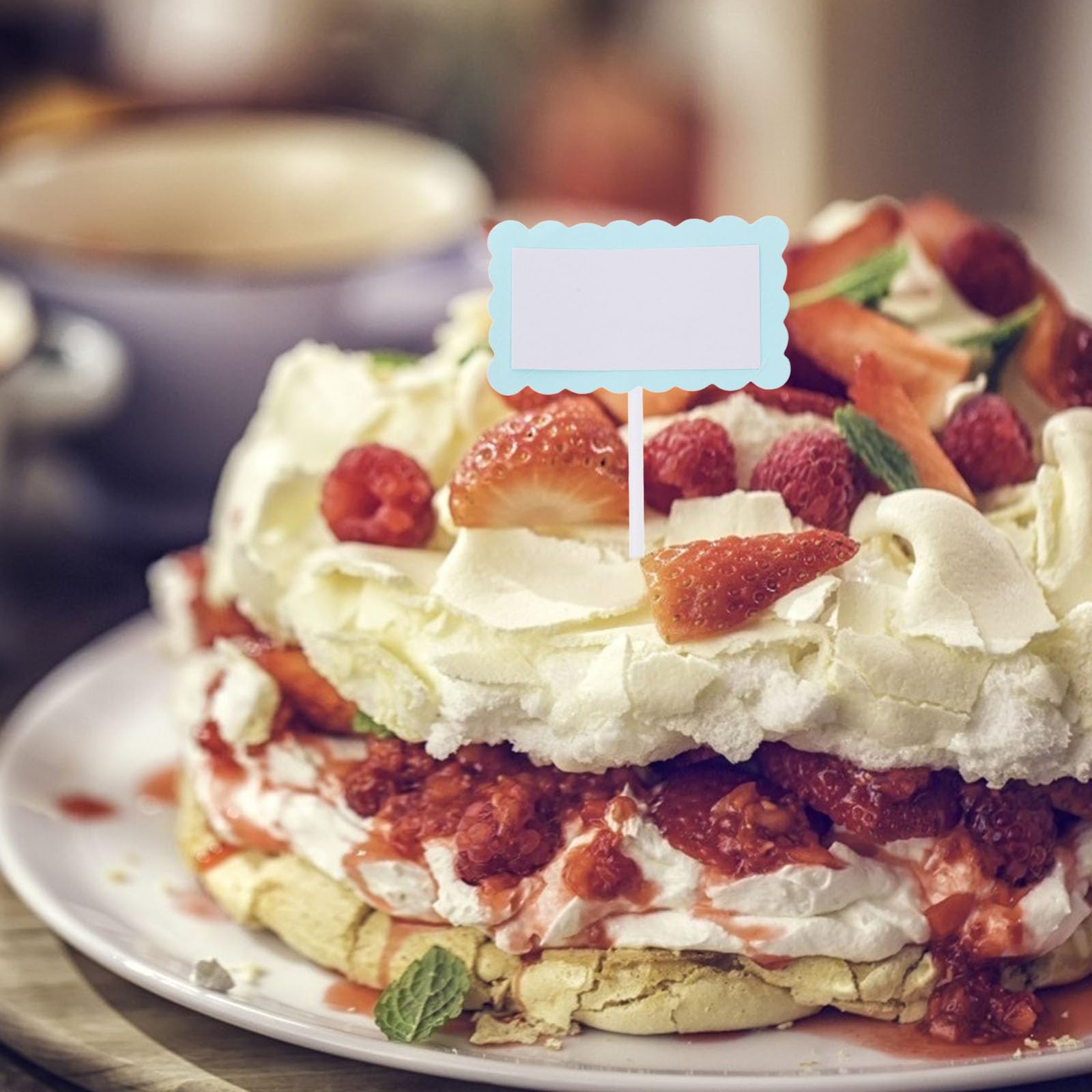 LOGOFUN 250PCS Cheese Markers for Charcuterie Board Buffet Label Toppers Blank Food Tag Toothpicks for Cake Wedding Birthday Party Supplies - Blue